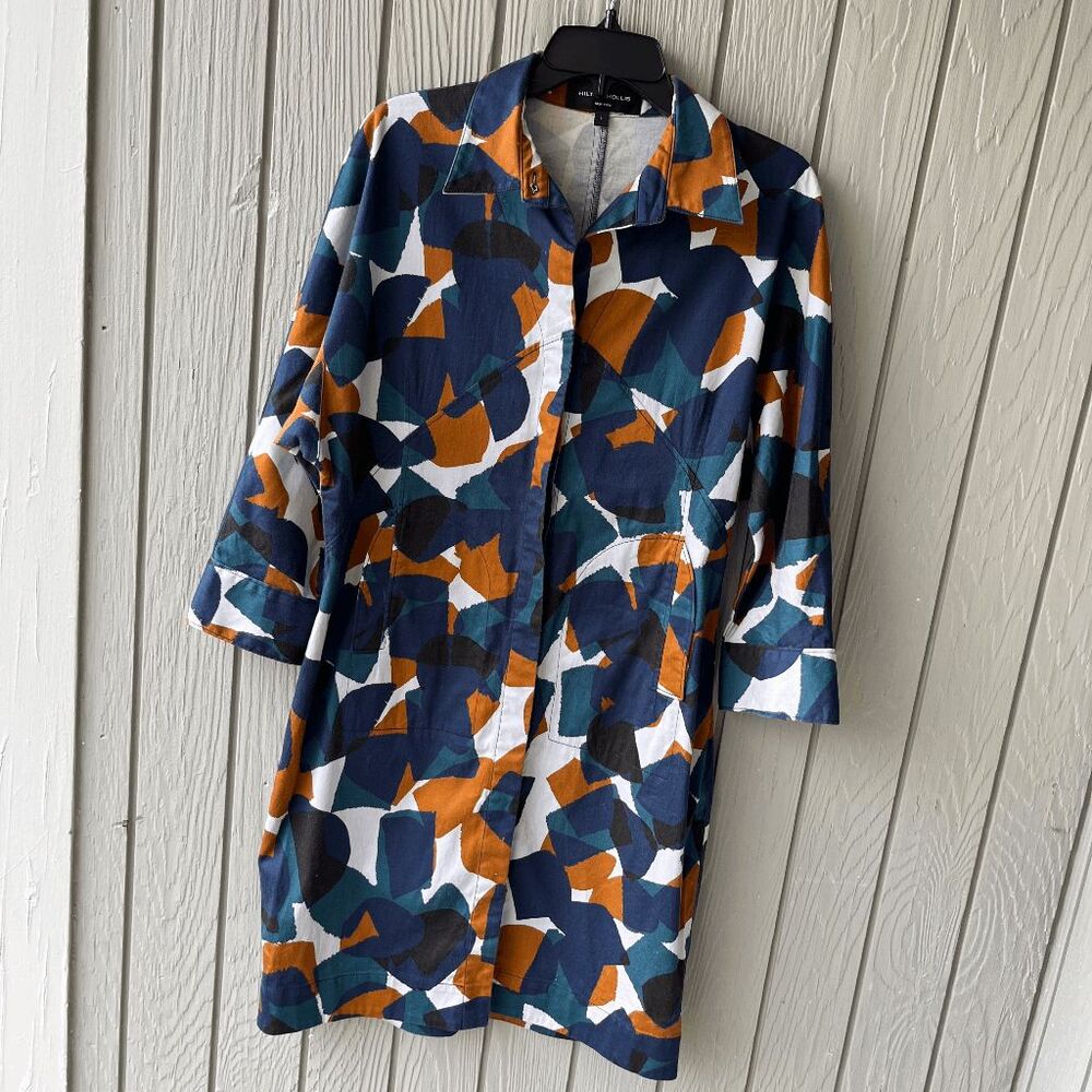 Hilton Hollis Artsy Print Dolman Sleeve Coat Dress Jacket L Langenlook Gallery